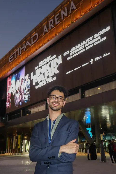 Outside Etihad Arena in Abu Dhabi