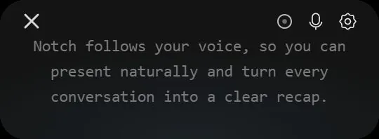 Notch teleprompter following a speaker’s voice