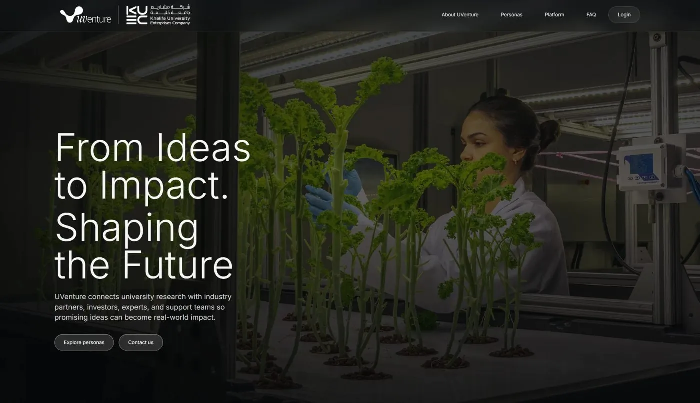 UVenture landing page: From ideas to impact